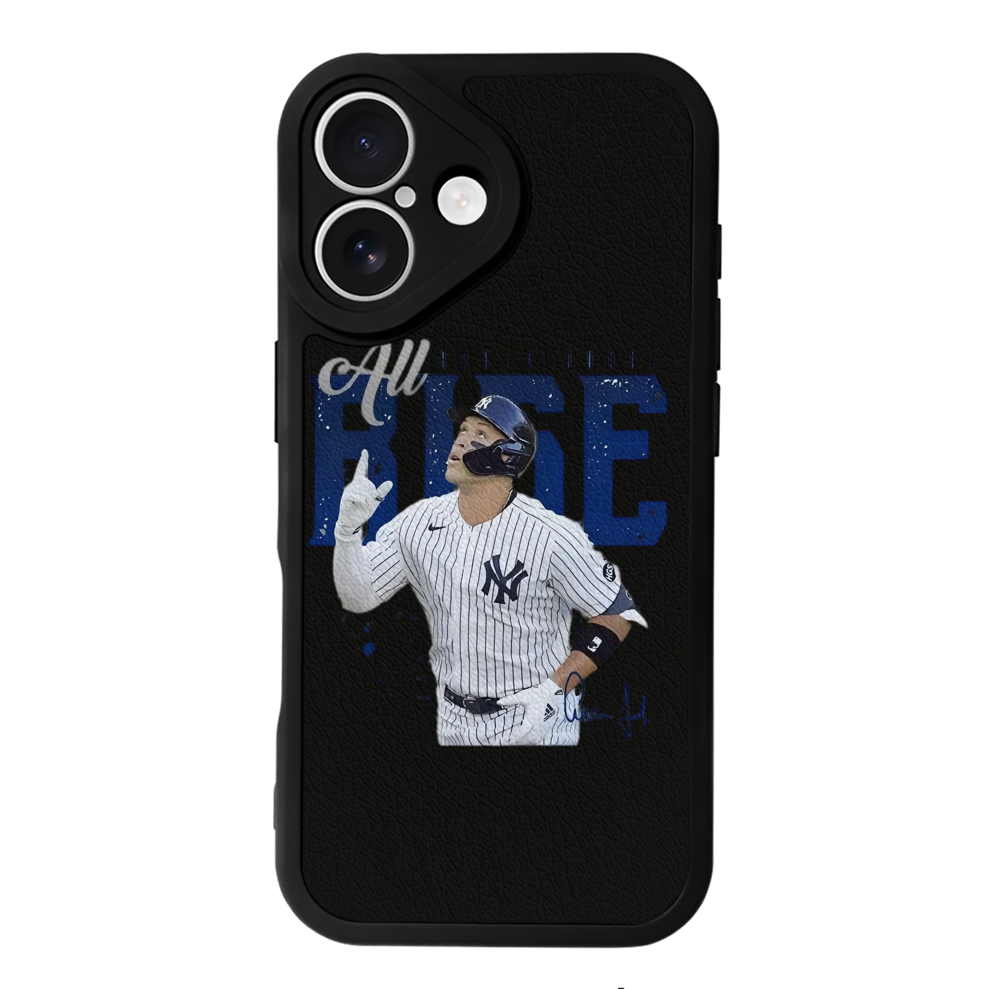 Aaron Judge 99 All Rise IPhone 16 Silicone Leather Case – UV Print, Lambskin Texture – Perfect Fit, Wireless Charging Compatible, Scratch Resistant, Precise Cutouts – Stylish Protection For IPhone 16